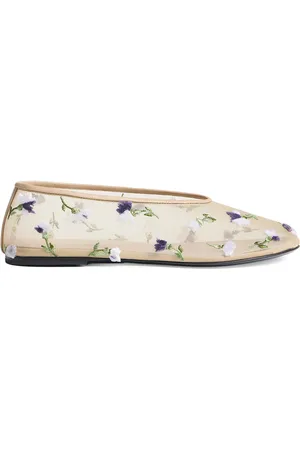 Khaite Marcy Floral-Embroidered Mesh Flats, , IT 36