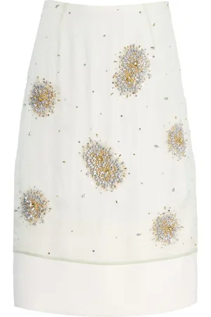 WALES BONNER Triumph Embroidered Silk-Organza Skirt, , IT 38