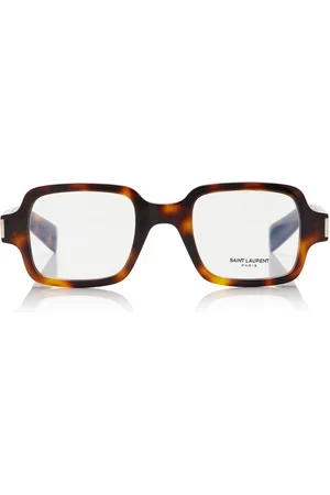 Saint Laurent Square-Frame Tortoiseshell Acetate Glasses, , OS
