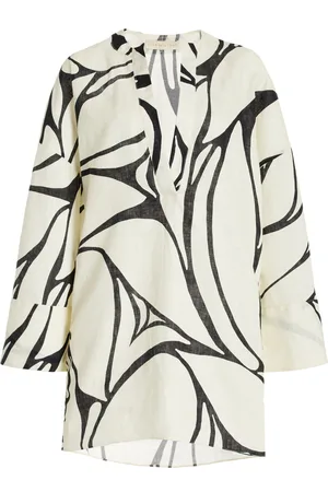 Cala De La Cruz Siena Linen Tunic Mini Dress, /white, M