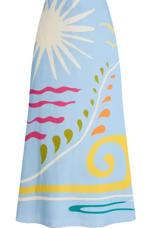 Cala De La Cruz Exclusive Tua Linen Midi Skirt, , S