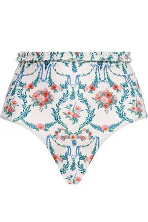 Agua by Agua Bendita Nopal Ruffled-Trim Printed Bikini Bottom, , XS