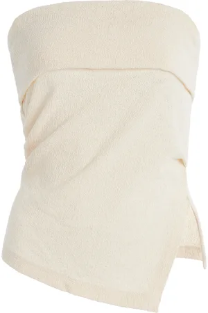 Closed Knit Cotton Bandeau Top, , S