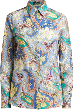 Etro Printed Stretch-Cotton Shirt, , IT 40