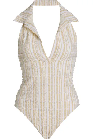 Lisa Marie Fernandez Polo Seersucker One-Piece Swimsuit, , XS