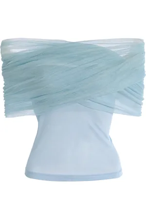 CHRISTOPHER ESBER Crossed Stretch-Tulle Knit Top, , AU 6