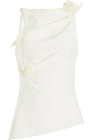 COPERNI Asymmetric Rosette-Detailed Satin Top, , S