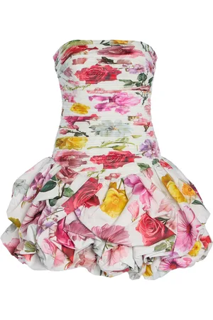 AJE Violette Ruched -Cotton Bubble-Hem Mini Dress, , AU 6