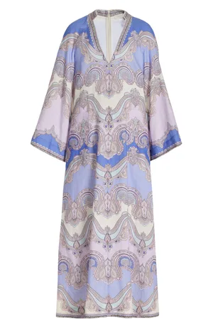 ZIMMERMANN Maxine Paisley Linen Midi Tunic Dress, , 0P