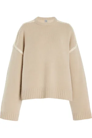 Totême Embroidered Wool-Cashmere Knit Top, , XS