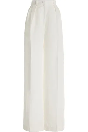 Matthew Bruch Pleated Linen-Blend Wide-Leg Trousers, , 1