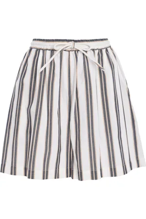 ASCENO The Boston Striped Cotton-Blend Shorts , /white, S