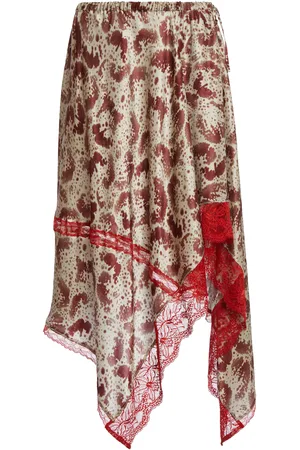 DRIES VAN NOTEN Orchid-Print Silk-Satin Midi Skirt, , FR 34