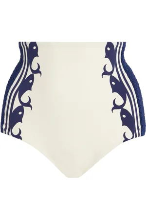 ALÉMAIS Marine Smocked High-Waisted Bikini Bottom, , XS