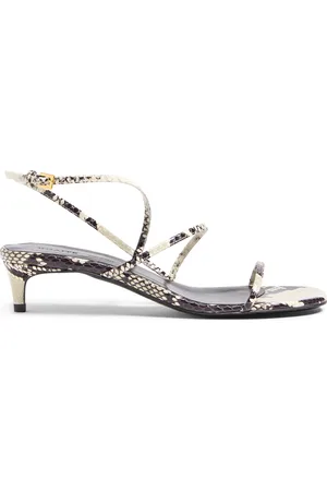 Khaite Loop Python-Effect Leather Sandals, , IT 37
