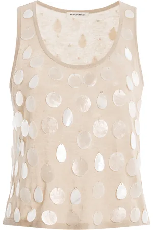 By Malene Birger Exclusive Hys Mother-of-Pearl Linen-Blend Top, , XS
