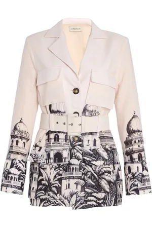 Andres Otalora Vaade Belted Linen Jacket, /white, US 0