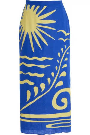 Cala De La Cruz Magda Linen Midi Skirt, , XS