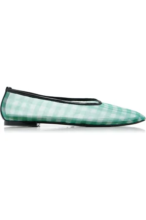 Staud Alba Gingham-Mesh Ballet Flats, , IT 36