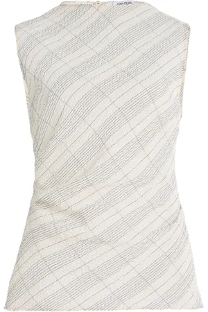 Anna Quan Tali Tartan-Checked Cotton-Blend Top, , AU 4
