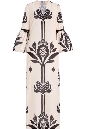 Andres Otalora Rajasthan Printed Linen Maxi Dress, /white, US 0