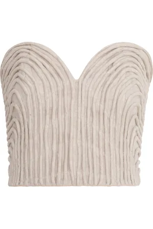 Andres Otalora Prateek Embroidered Linen Corset Top, , US 8
