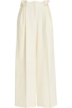 Anna October Juno Gathered Wool-Blend Wide-Leg Pants, , M