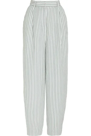 POSSE Lorenzo Striped Linen-Blend Pleated Wide-Leg Pants, , XS