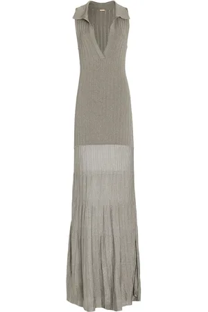 ADAM LIPPES Tashi Metallic Ribbed-Knit Maxi Dress, , XS