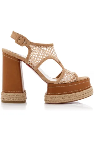 Christian Louboutin Almeja 130mm Crocheted Platform Sandals, , IT 36