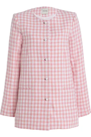 POSSE Exclusive Riviera Rio Checked Linen Jacket, , XS