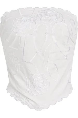 Bernadette Camellia-Embroidered Cotton Top, , FR 34