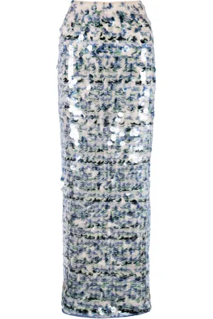 Paris Georgia Mermaid Sequined Knit Maxi Skirt, , XS