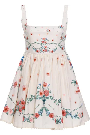 Agua by Agua Bendita Hierbabuena Embroidered Cotton Mini Dress, , XS