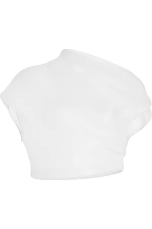 BRANDON MAXWELL The Helene Cowl-Neck Draped Crop Top, , US 2