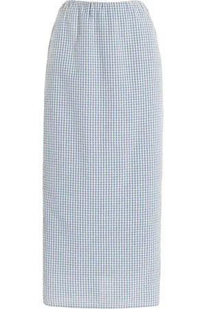 POSSE Mira Gingham Cottom Maxi Skirt, , XS