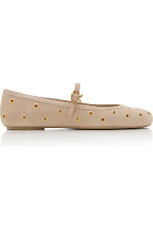 Gianvito Rossi Grommet-Embellished Suede Ballet Flats, , IT 36