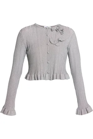 Erdem Plisse Lurex Cardigan, , XS
