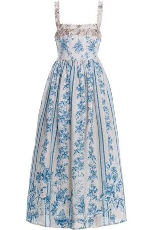Agua by Agua Bendita Barbara Floral Linen Midi Dress, , XS
