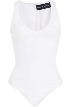 BRANDON MAXWELL The Janie Stretch-Linen Tank Bodysuit, , M