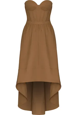 Andres Otalora Shahi Cotton Twill Bustier Midi Dress, , US 4