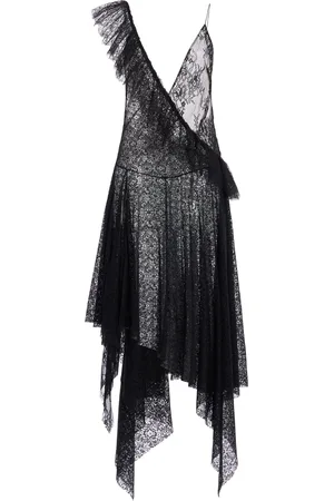FRANCOISE Exclusive Carine Asymmetric Ruffled Lace Midi Dress, , FR 40