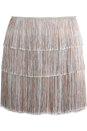 Francesca Miranda Moonlight Fringed Silk Mini Skirt, , US 2