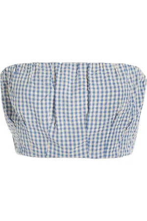 POSSE Mira Gingham Cotton Crop Top, , XXS