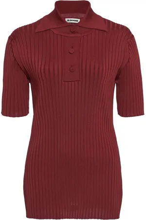 Jil Sander Ribbed-Knit Polo Top, , EU 32