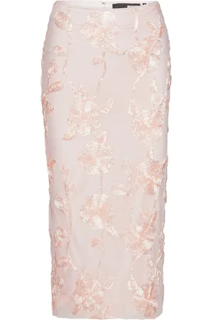 ROTATE Floral-Appliquéd Mesh Midi Skirt, , EU 34