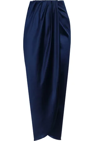 Andres Otalora Memorias Draped Satin Midi Skirt, , M