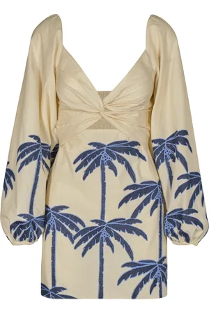 JOHANNA ORTIZ The Power Of The Sea Printed Cotton-Blend Mini Dress, , US 0