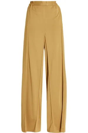BEVZA Pin-Tucked Crepe Wide-Leg Trousers, , S