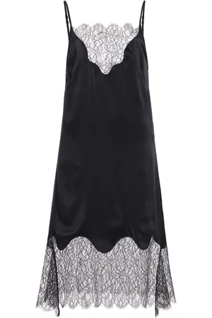 FRANCOISE Exclusive Stevie Lace-Trimmed Silk Crepe Midi Slip Dress, , FR 34